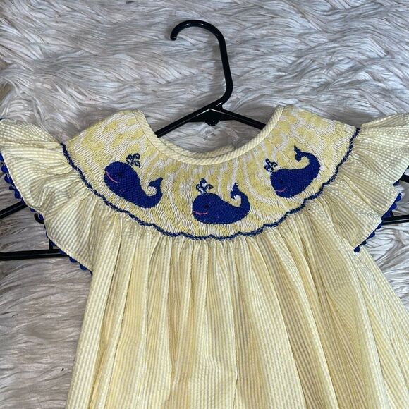 Born to be Sassy Dress girls Sz 7 T embroidered seersucker ruffle sleeve cotton - Picture 6 of 11